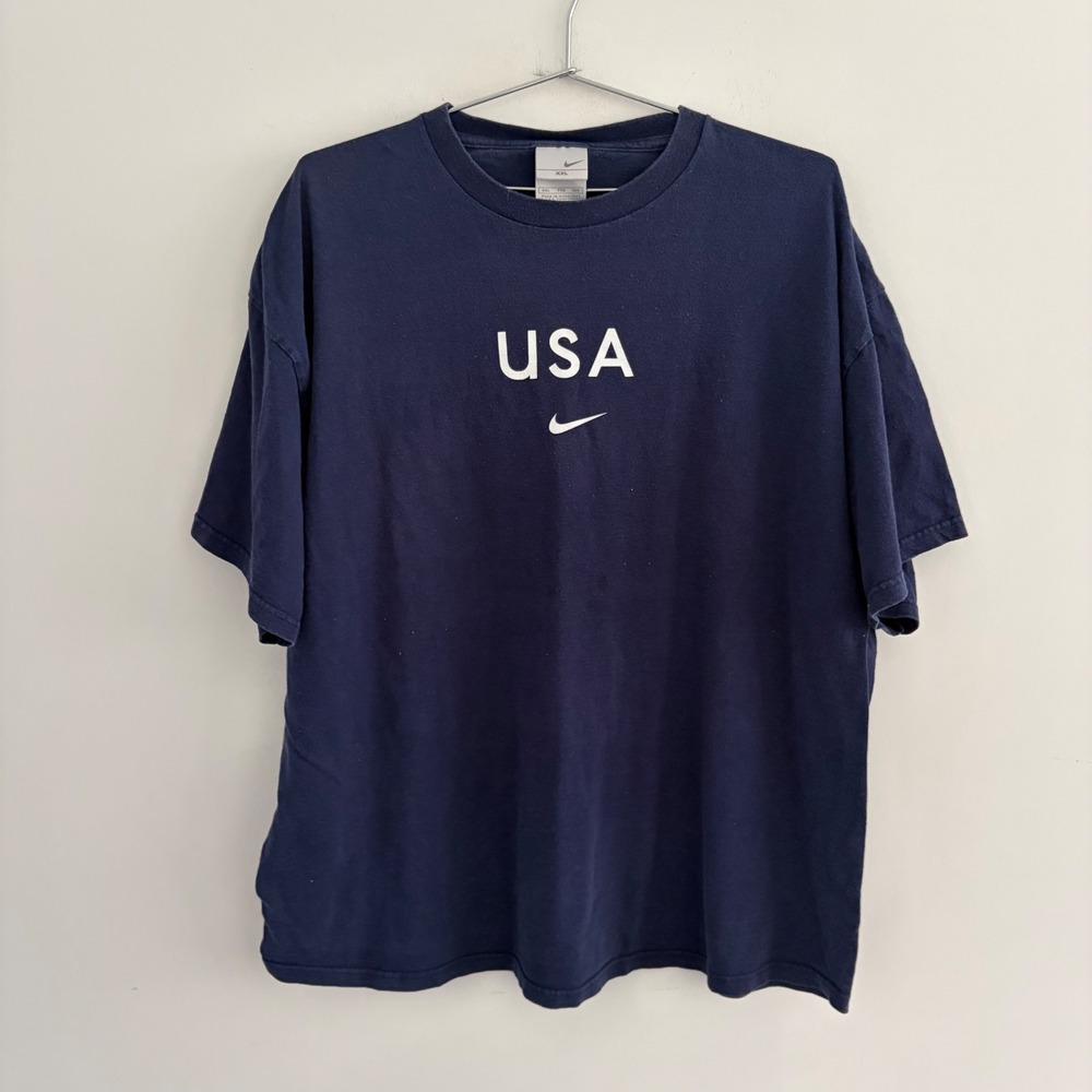Nike USA Swoosh Navy Blue Short Sleeve Graphic T-Shirt Mens XXL